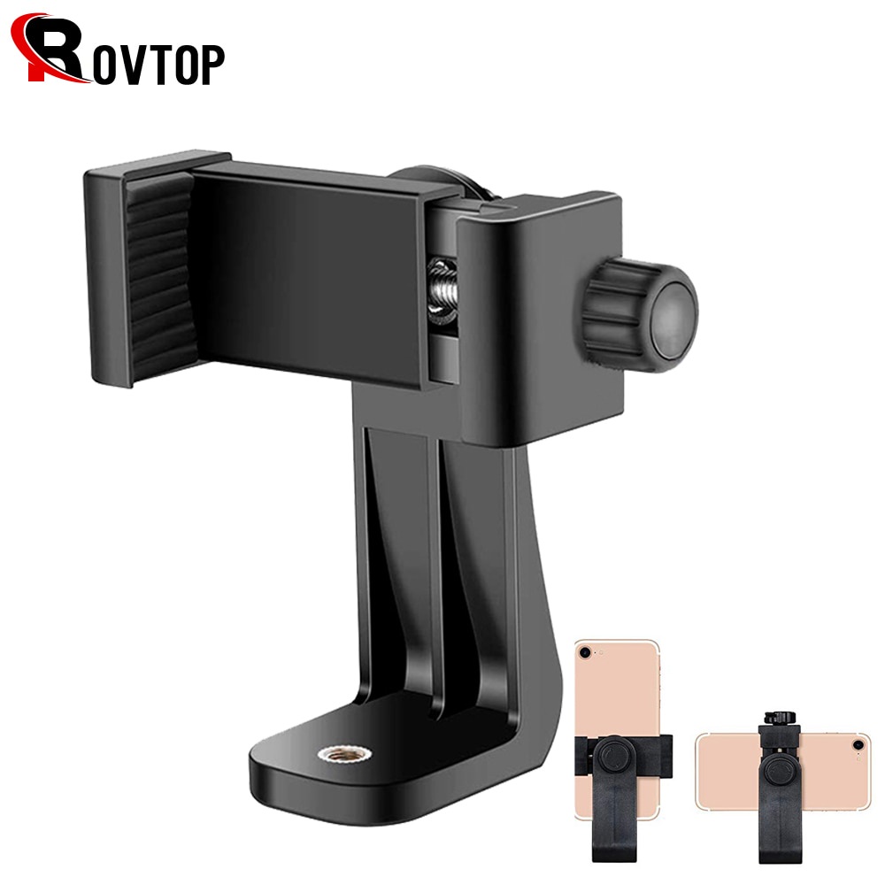 Rovtop Tripod Mount Adapter Cell Phone Clipper Holder Vertical 360 Rotation Tripod Stand for iPhone X 7 Plus  Tripod【oy】