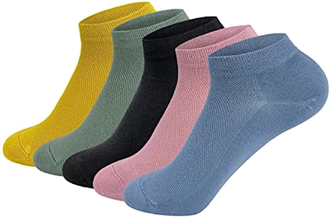 Women Mesh Ankle Socks Bamboo Summer Cool Socks Soft Ultra Thin Low Cut Sock 5 Pairs,4-8/9-11