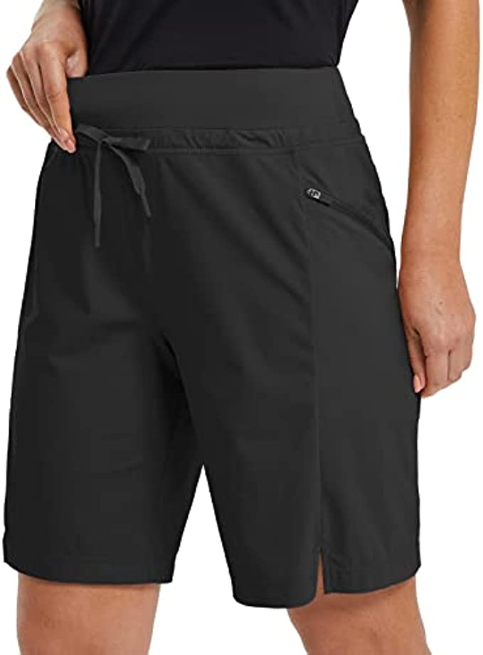 BALEAF Women's Hiking Long Shorts 9" Quick Dry Bermuda Cargo for Curvy Lightweight Knee Length Shorts w Pockets