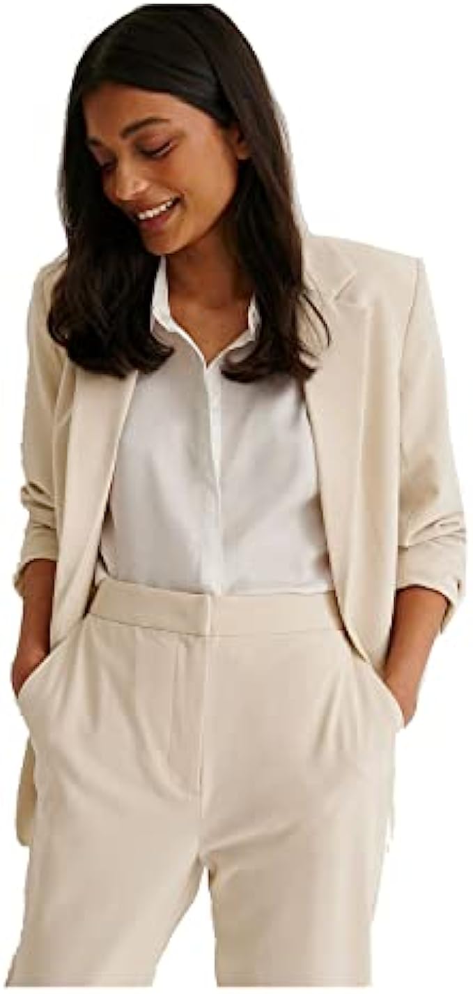 Women's Blazer Terry Rayon Long Sleeve Regular Fit Suit Jacket Work Office Business Lightweight Casual Sport Coat