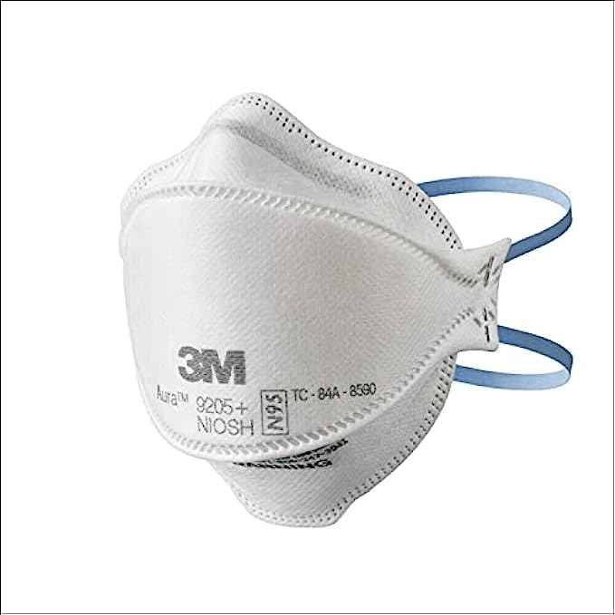 3M Aura Particulate Respirator 9205+ N95, Lightweight, Three Panel Designed Respirator Helps Provide Comfortable And Convenient Respiratory Protection, 20-Pack