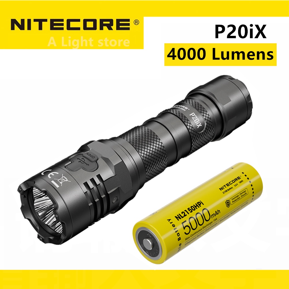 Original Nitecore P20iX flashlight CREE XP-L2 V6 LED 4000 Lumens 221 Meters USB-C Rechargeable Tactical Flashlight c/w NL2150HPi Battery