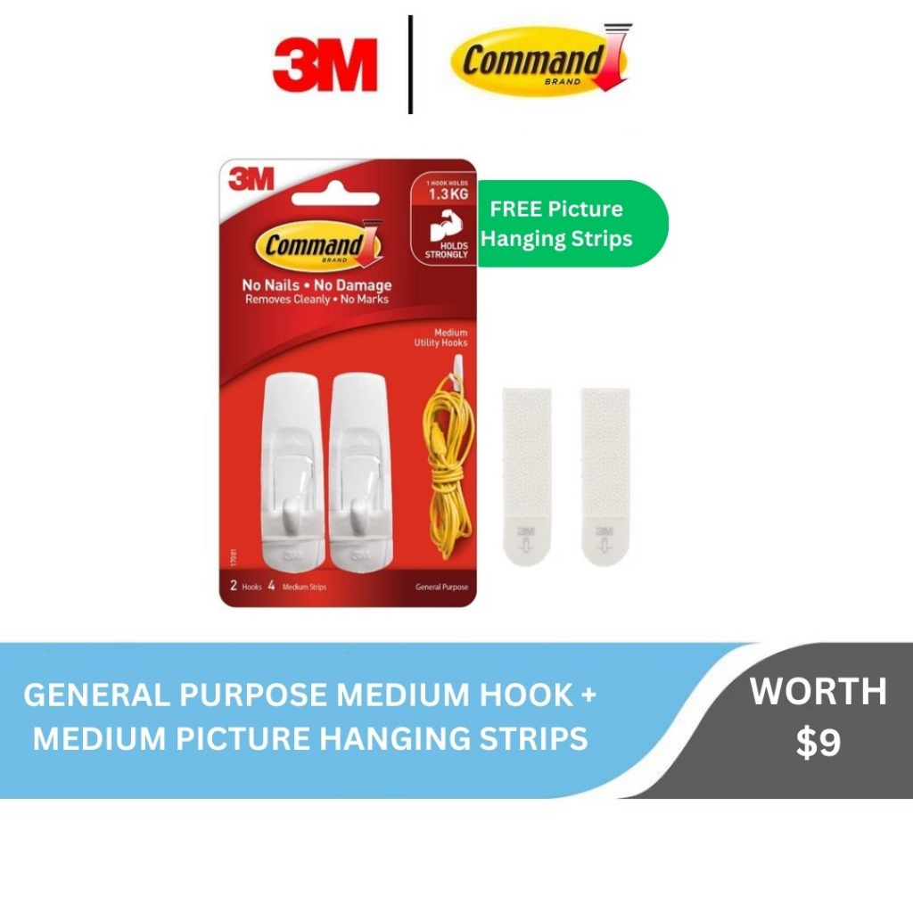 (GWP) 3M Command™ General Purpose Hook + Medium Picture Hanging Strips